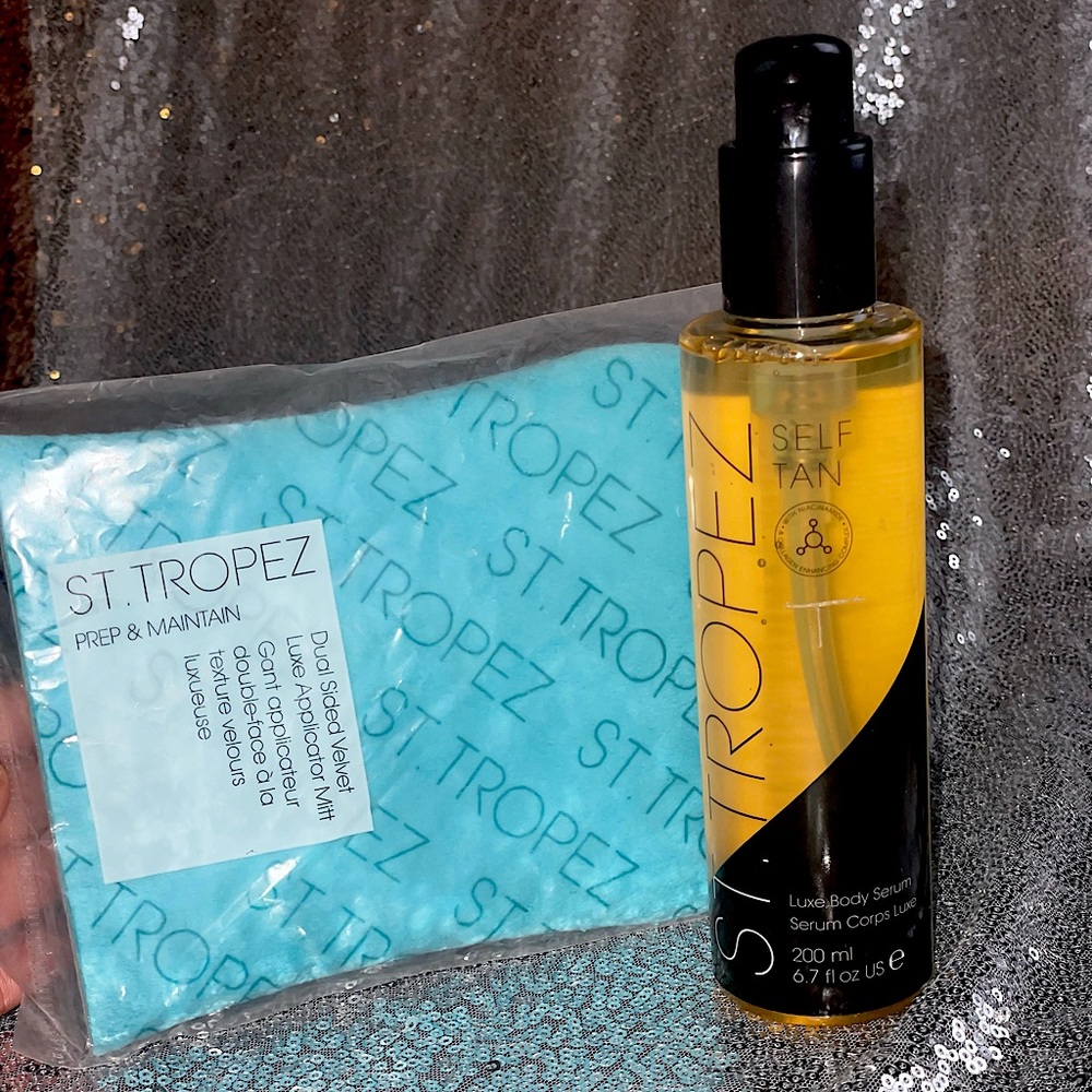 ST. TROPEZ Self Tan.  
Luxe Body Serum  
Dual Sided Velvet Luxe Applicator Mitt